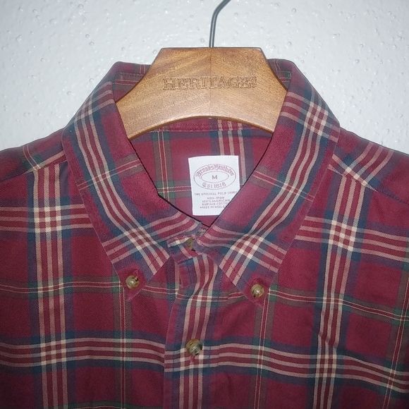 Brooks Brothers M Mens Pima Cotton Red Plaid Button Down Shirt - Picture 7 of 8